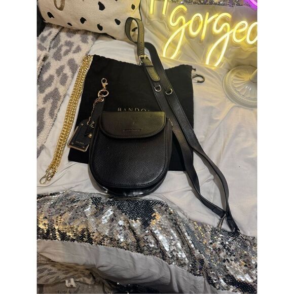 Bandolier shay black gold convertible crossbody bag & multi wear straps leather - Picture 6 of 10